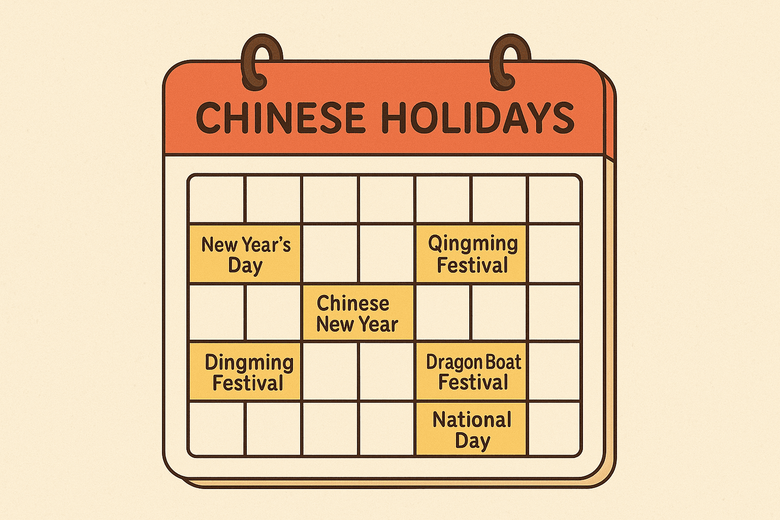 Chinese Holidays Calendar